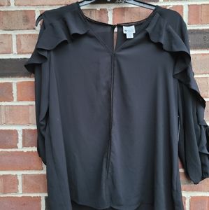 Stylus Black Ruffle Blouse